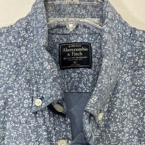 Abercrombie & Fitch Men's Long Sleeve Cotton Shirt Blue Floral Size XL